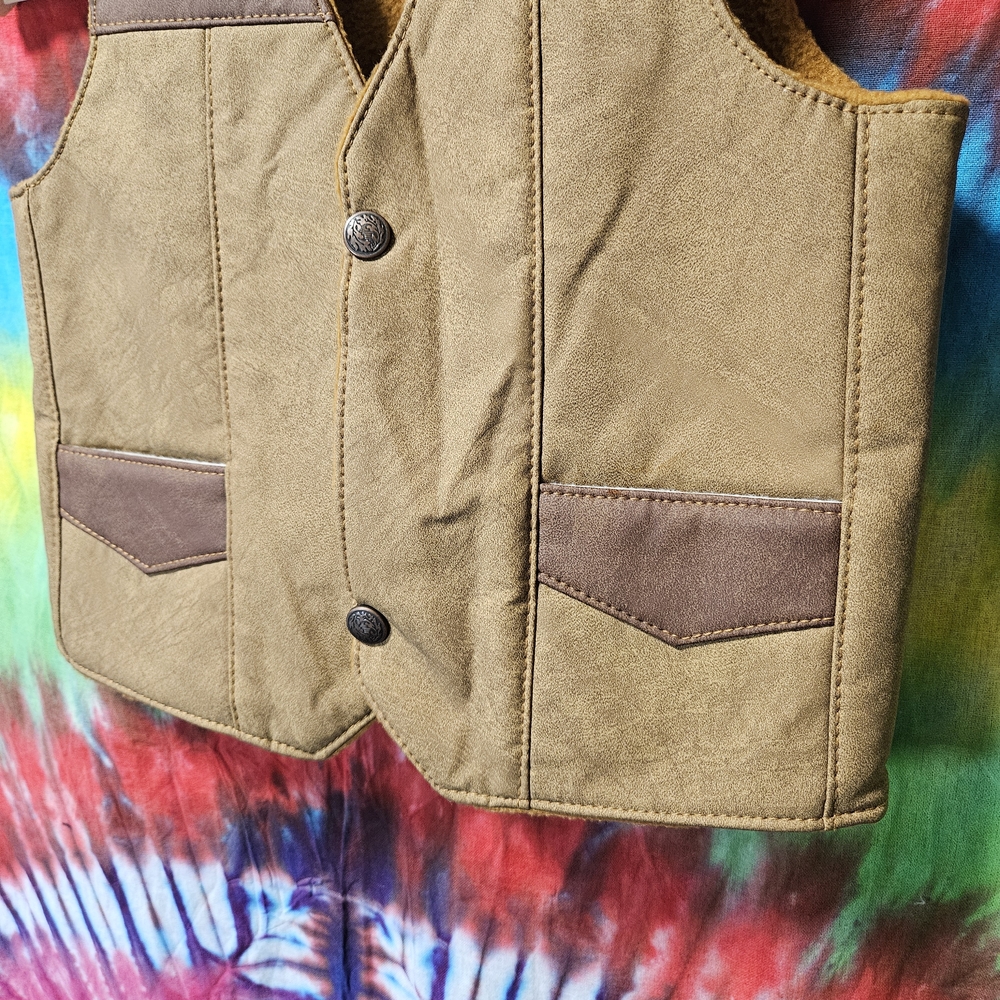Vintage Kids 80's Full Leather Sherpa-Lined Vest Size 6 - Picture 11 of 11
